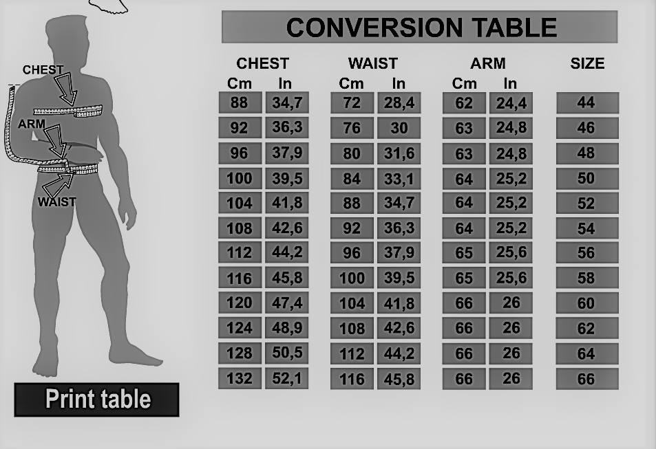 Us Jacket Size Chart